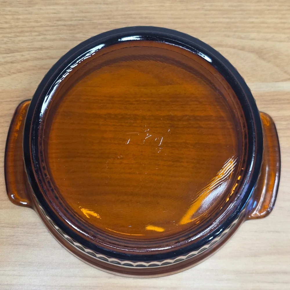 Vintage Anchor‎ Hocking Fire King 1 QT Ribbed Casserole Dish Amber 436 No Lid